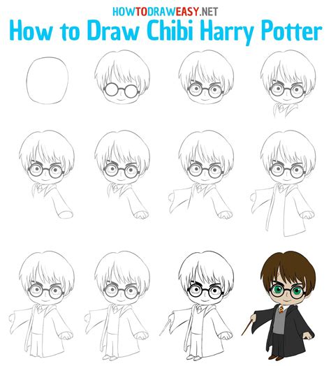 How to Draw Chibi Harry Potter Step by Step | Harry potter drawings ...