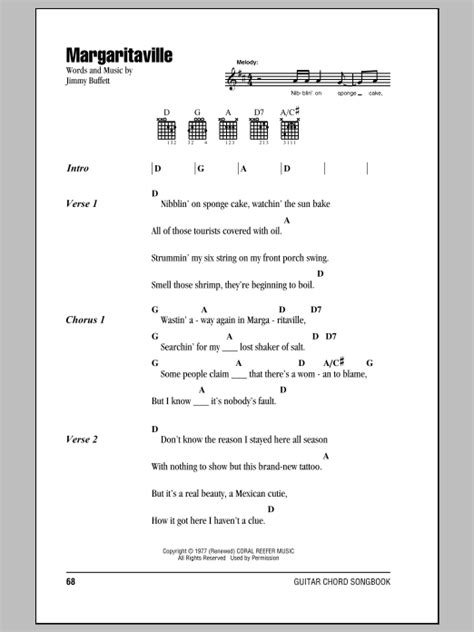 Margaritaville by Jimmy Buffett - Guitar Chords/Lyrics - Guitar Instructor