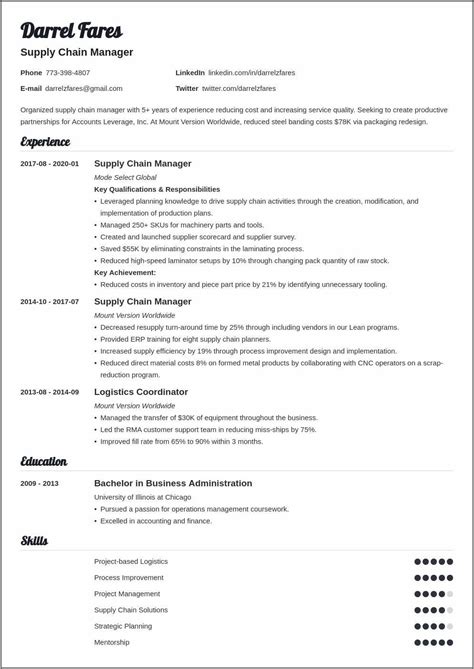 Good Supply Chain Resume Objective - Resume Example Gallery