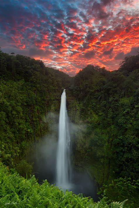 Akaka Falls Sunset | Hawaii Photography Prints And Wall Art | Wade Morales | Hawaii Landscape ...