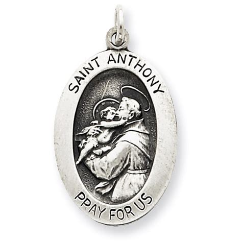 Saint Anthony Medal Antiqued Sterling Silver Engravable - HomeBello