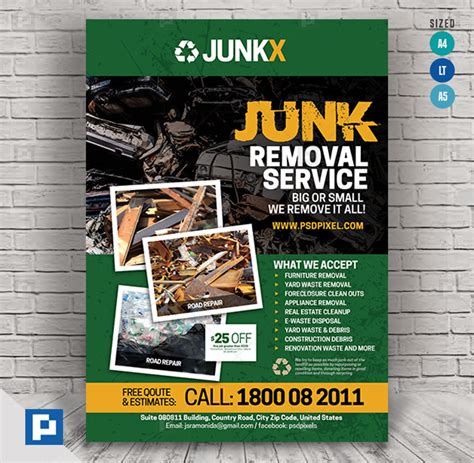 Junk Removal Services Flyer - PSDPixel | Junk removal, Junk removal ...