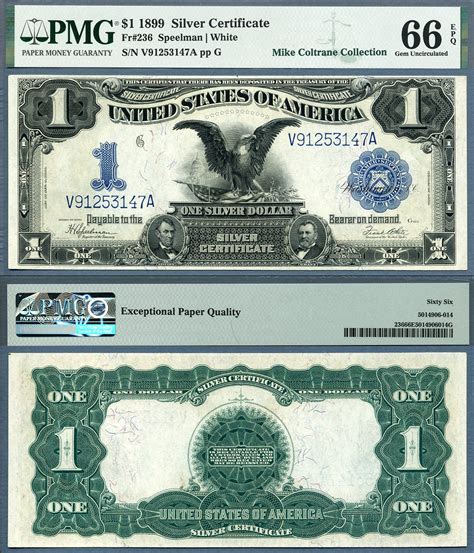 1899 $1 Silver Certificate "Black Eagle" PMG Graded Gem Uncirculated 66EPQ CAA 11-4-2020 AERRR