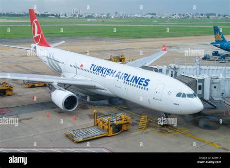 Turkish Airlines Airbus A330 airliner at an airport terminal Stock Photo - Alamy