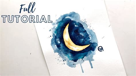 Moon Painting Tutorial For Beginners - Beginner Watercolor Class - YouTube