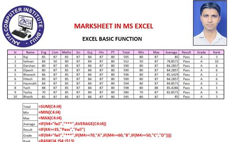 How to Create Marksheet in Excel and Excel Basic Formula with Video Tutorial