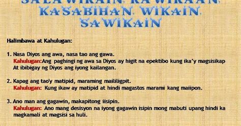 Salawikain Example Tagalog | Hot Sex Picture