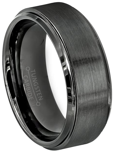 Mens Gunmetal Tungsten Wedding Band, 8mm Comfort Fit Tungsten Carbide ...