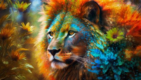 Animal Lion Floral Art Free Stock Photo - Public Domain Pictures