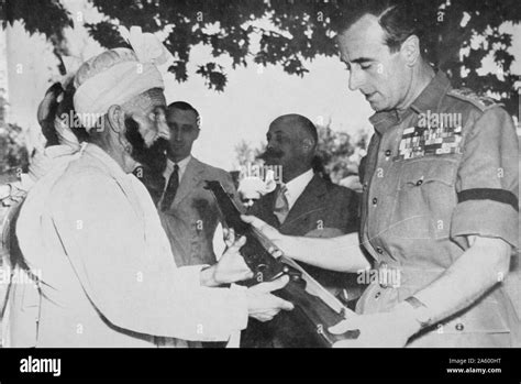 Viceroy of India, lord Mountbatten presented with a rifle 1947 Stock ...