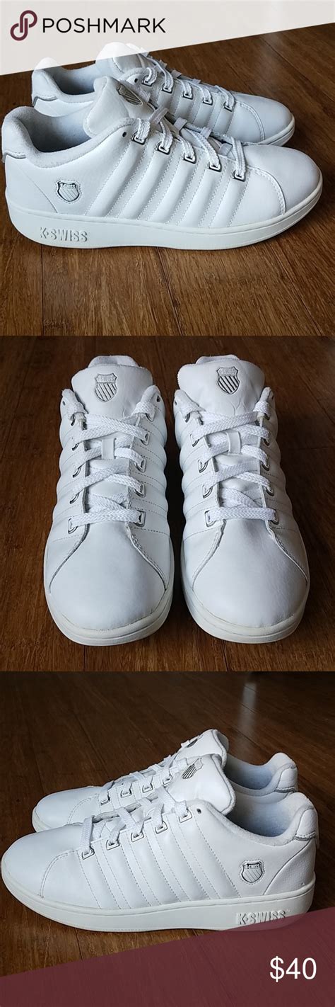 K-SWISS VTG white leather sneakers shoes. Size 10 | White leather sneakers, Leather sneakers ...