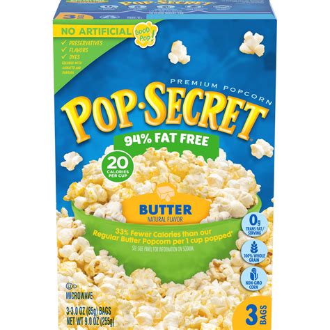 Pop Secret Microwave Popcorn, 94% Fat Free Butter, 3 Oz, 3 Ct - Walmart.com