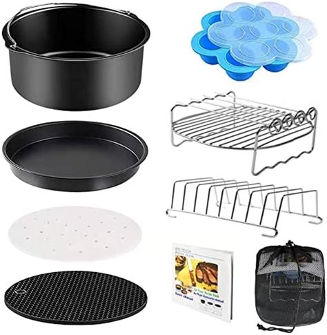 moleath Air fryer Accessories, 8in 9 PCS Deluxe XL Air Fryer Accessory Set Suitable for Tefal ...