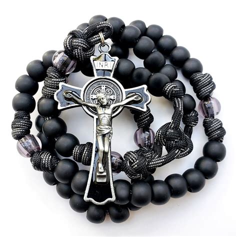 Rugged Rosaries - Black Paracord Rosary for Catholic Men - Handmade