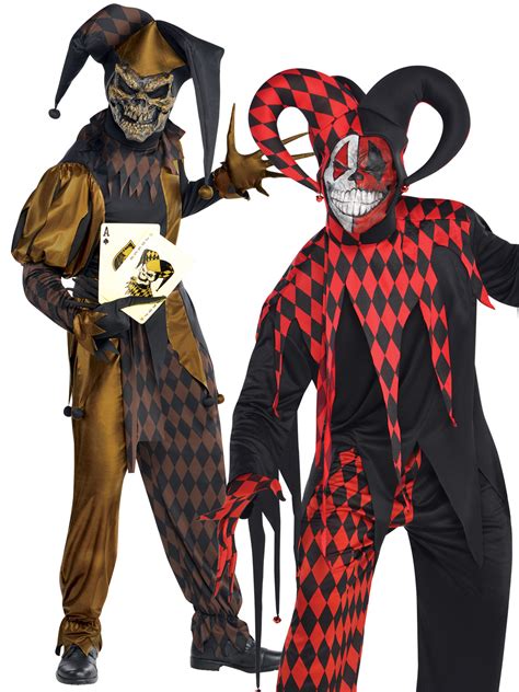 Mens Evil Jester Joker Costume Killer Clown Fancy Dress Costume Halloween Adult | eBay