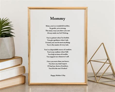 Mom You're a Wonderful Mother Poem for Mom Poem for - Etsy