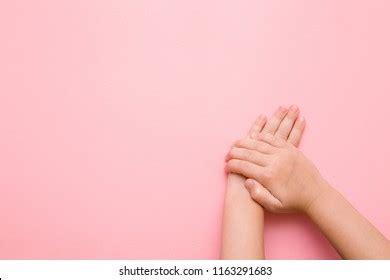 Little Childs Hands On Pastel Pink Stock Photo 1163291683 | Shutterstock