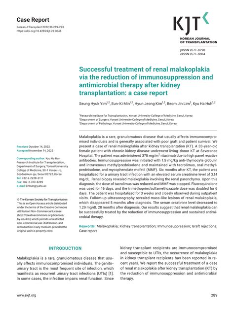 (PDF) Successful treatment of renal malakoplakia via the reduction of immunosuppression and ...