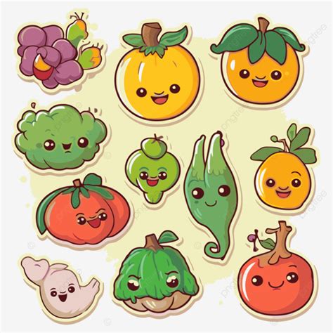 Cute Vegetables With Joking Faces And Cute Cartoon Stickers Vector, Crops, Sticker, Cartoon PNG ...