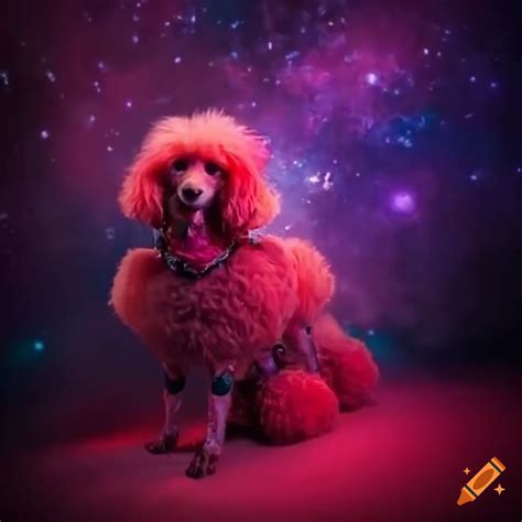 Poodle dog performing in a circus universe on Craiyon