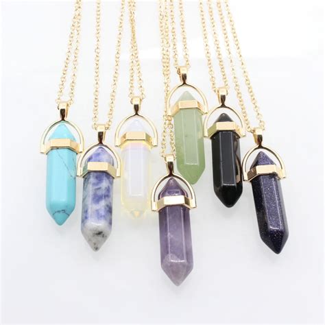 2017 New Fashion Double Layer Crystal Hexagonal Pendant Moon Gold Metal Necklaces Lucky Gift ...