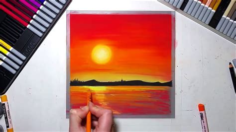 Sunset Colored Pencil Drawing