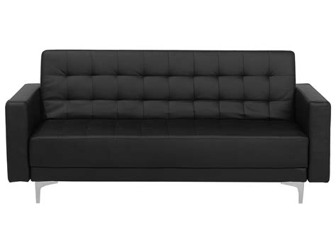 Seater Faux Leather Sofa Bed Black ABERDEEN | atelier-yuwa.ciao.jp