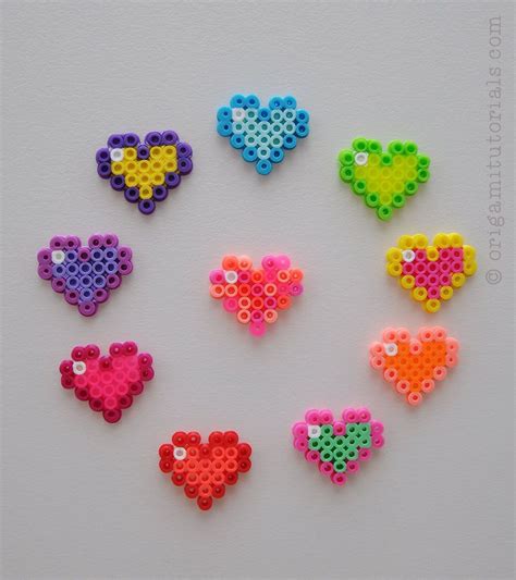 Perler Beads Hearts – Origami Tutorials | Perler beads designs, Easy perler bead patterns, Melty ...