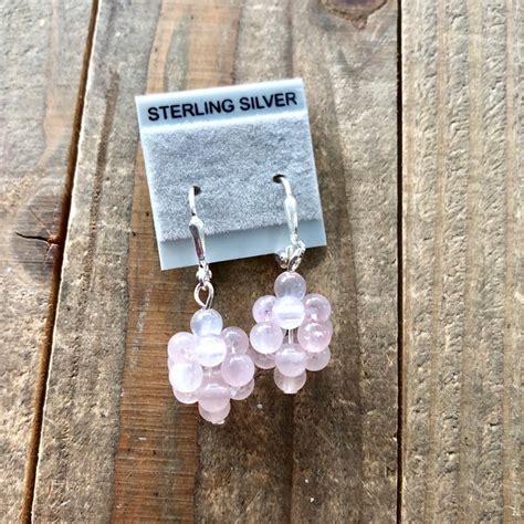 Rose Quartz Earrings Rose Quartz Jewelry Pink Earrings Rose - Etsy