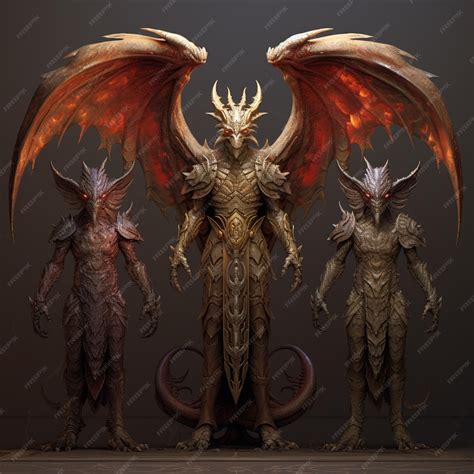 Premium AI Image | three different types of demonic creatures standing ...