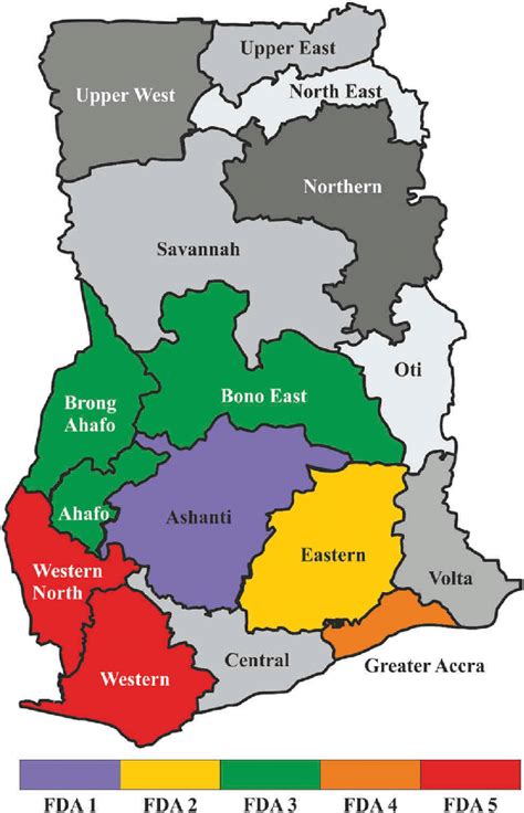 Administrative map of Ghana and its sixteen different regions. The... | Download Scientific Diagram