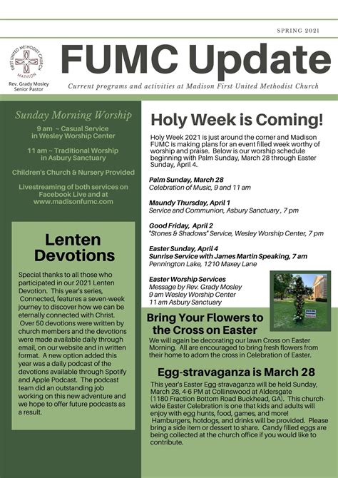 Spring Newsletter Page 1 | First United Methodist Church Madison, Georgia