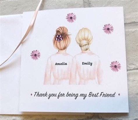 Best Friend Thank You Card Handmade and Personalised Friends, Just ...