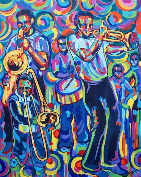 New Orleans Street Jazz Painting by Elaine Cummins