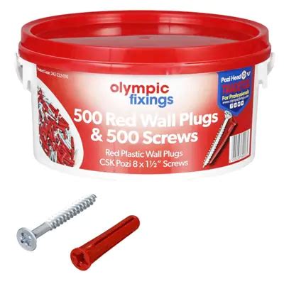 Olympic Fixings 242-222-010 Trade Tub Red Wall Plugs + 8x1.5" W- Go Sparky