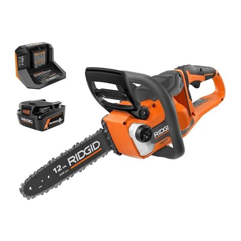 RIDGID 18V Brushless Cordless Battery 12-inch Chainsaw Kit with 6.0Ah Battery and Charger | The ...