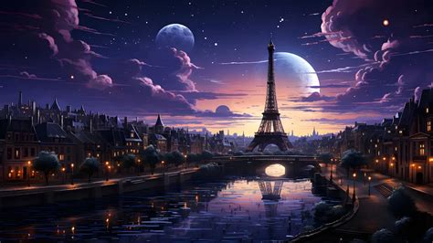 Ai Art, City Lights, Paris, Reflection, Digital Art 5K Wallpaper