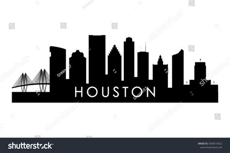 Houston Skyline Silhouette Black Houston City Stock Vector (Royalty ...