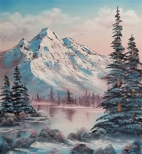 "Cedar Park"- Bob Ross | Winter landscape painting, Winter landscape, Landscape drawings