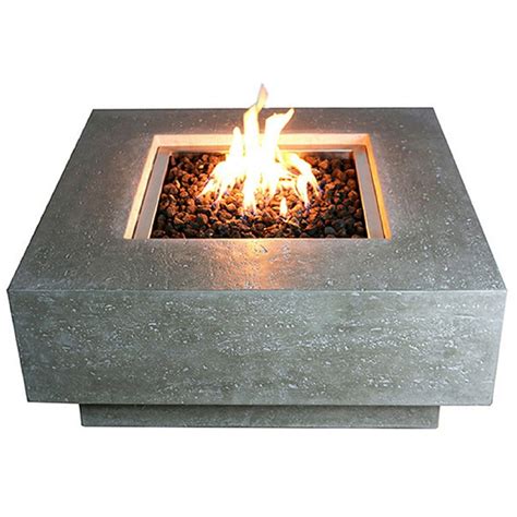 Elementi Outdoor Manhattan Fire Pit Table 36 x 36 Inches Grey Durable Fire Bowl Glass Reinforced ...