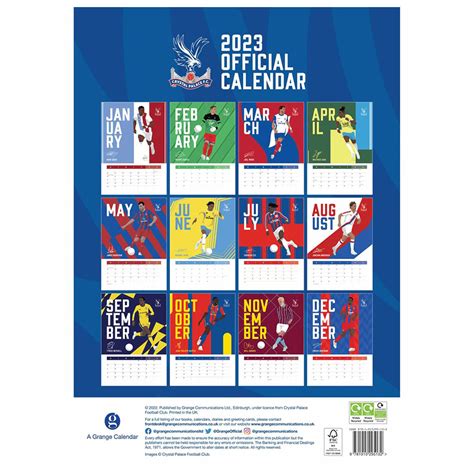 Crystal Palace FC A3 Calendar 2023 | Taylors Merchandise