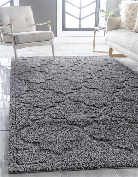 Dark Gray 8' x 10' Lattice Shag Rug | Rugs.com