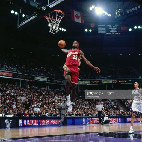 LeBron James of the Cleveland Cavaliers goes for a dunk against the ...