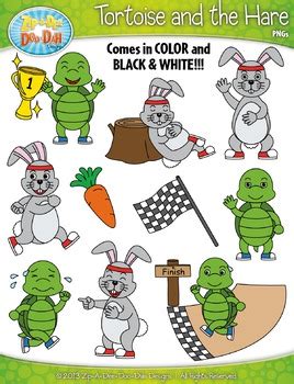 The Tortoise and The Hare Famous Fables Clipart {Zip-A-Dee-Doo-Dah ...