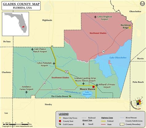 Glades County Map, Florida