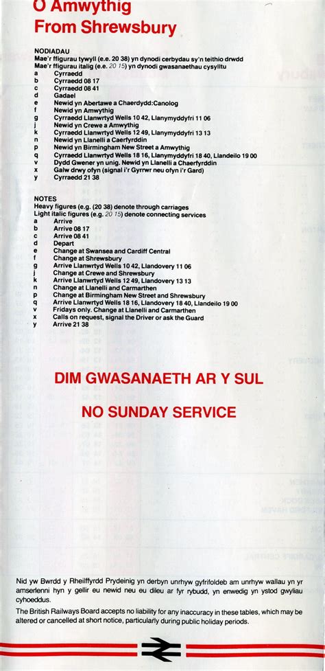 British Rail Timetable Leaflet: Heart of Wales Line: Oct 1989 - May 1990 on eBid United Kingdom ...