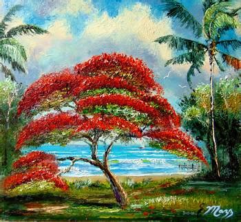 Royal Poinciana Tree Painting by Mazz Original Paintings