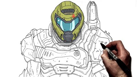 Doom Slayer Helmet Drawing