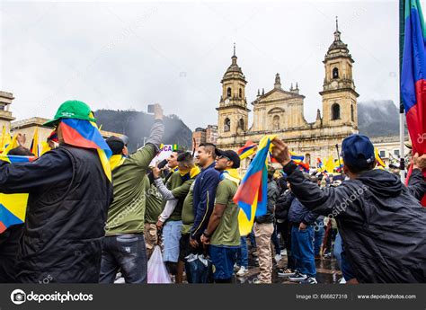 Bogota Colombia July 2023 Peaceful Protest Members Active Reserve ...