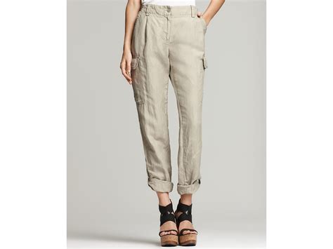 Dkny Convertible Linen/silk Cargo Pants in White | Lyst